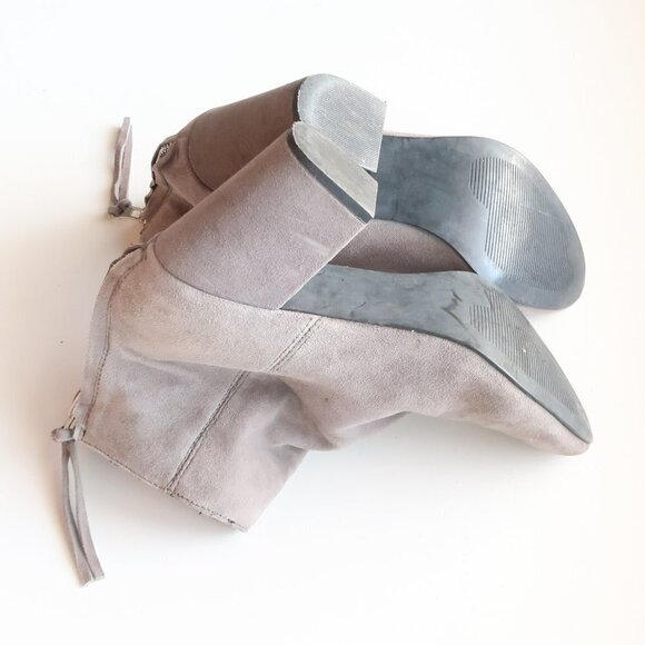 Steve Madden Cynthia Grey Suede Leather Block Heel Ankle Boots / Booties Size 9 - Picture 13 of 15